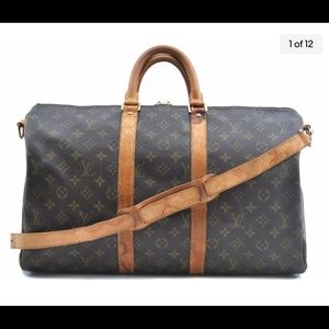 Auth Louis Vuitton Monogram Keepall Bandouliere 45 Boston Bag M41418 LV F9858